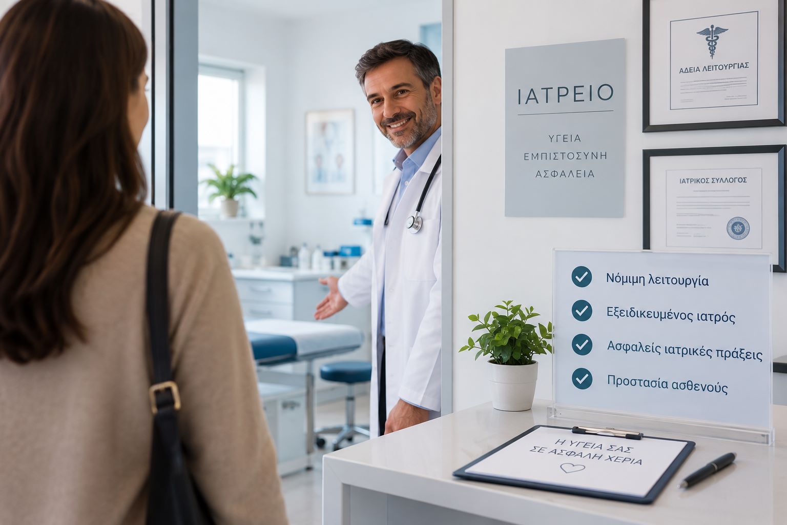 Τι να προσέξετε όταν μπαίνετε σε ένα ιατρείο, πως να ελέγξετε εάν μία ιατρική πράξη είναι νόμιμη και ασφαλής ιατρείο
